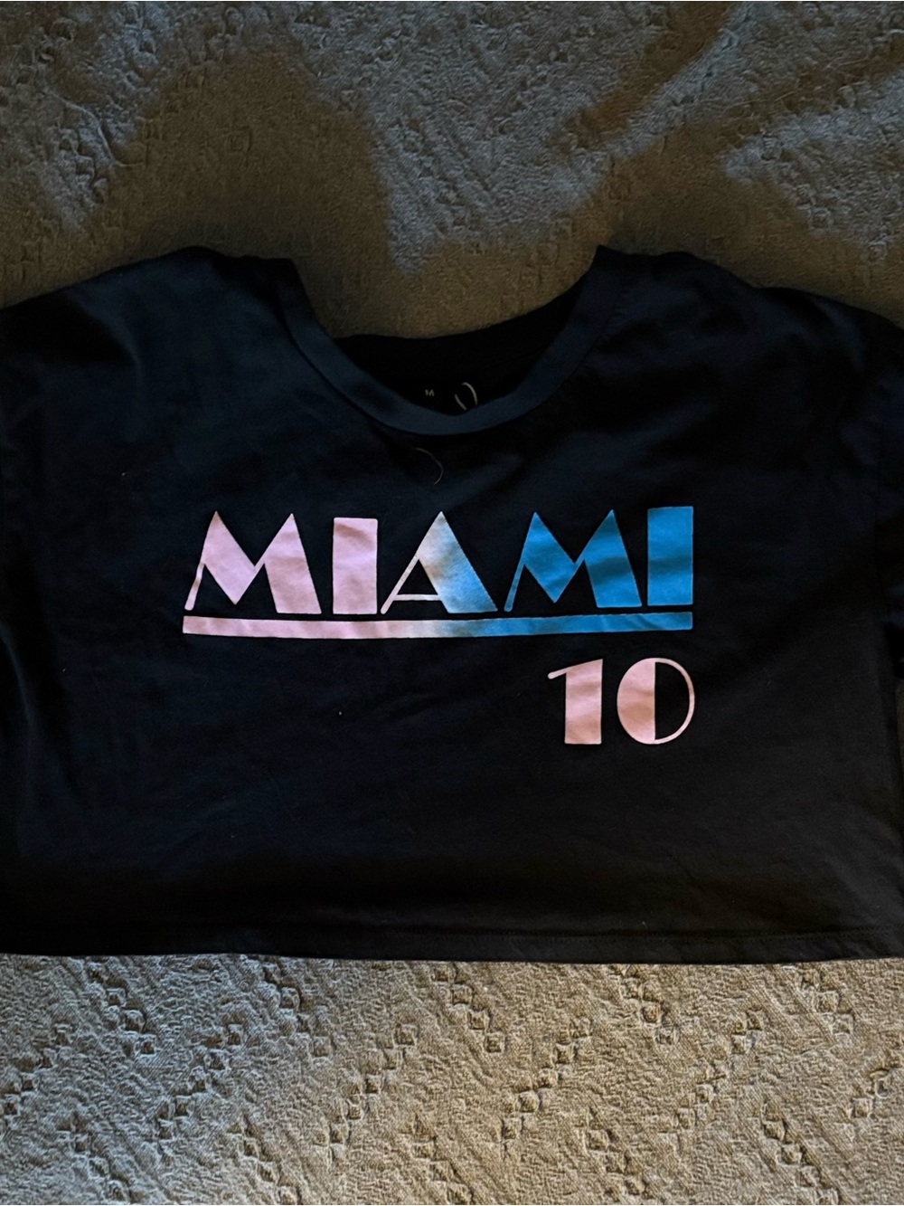 Black Miami Graphic Tee with Pink & Blue Ombre Print